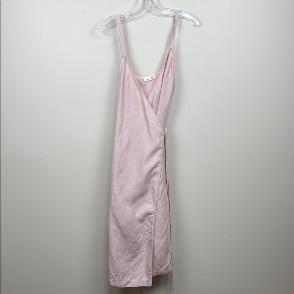 WILFRED ARITZIA linen pink astere Elegant Pink Wrap Dress midi - Picture 5 of 12